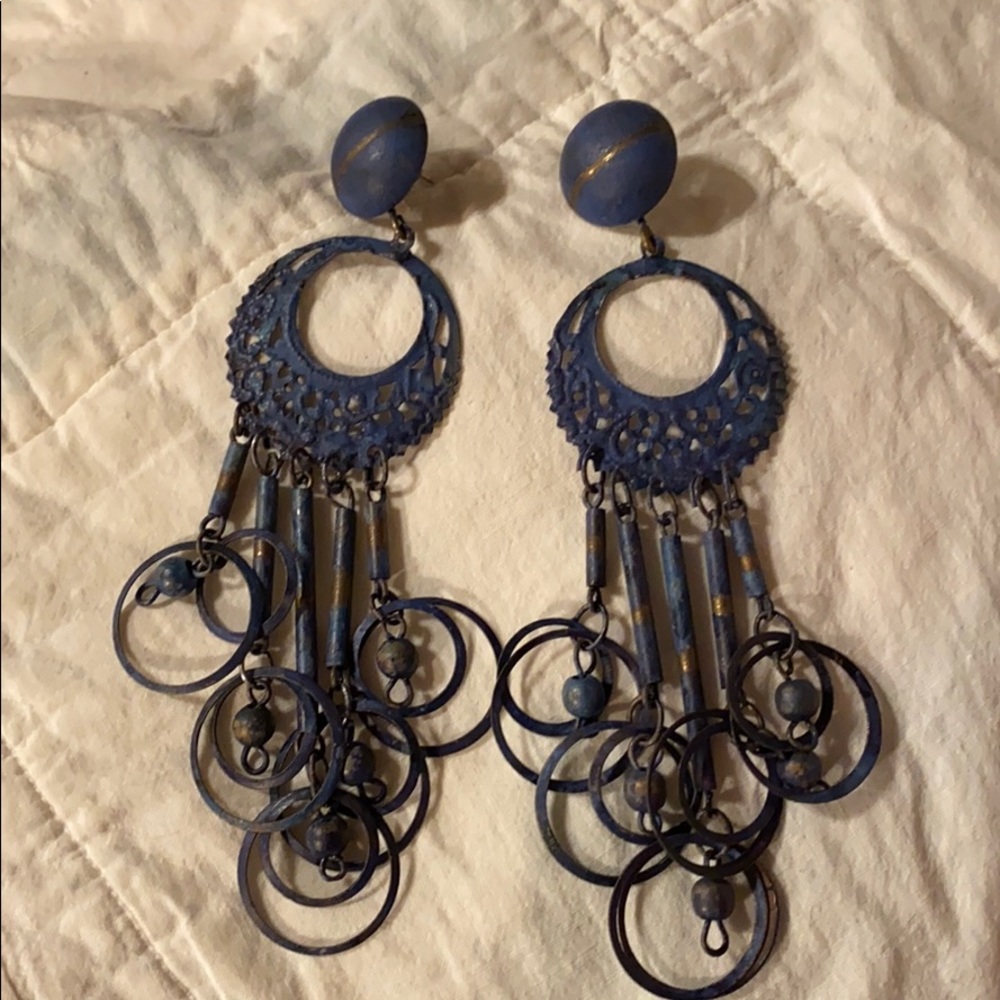 Long blue earrings